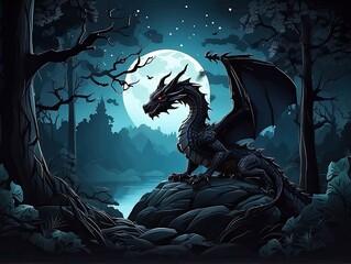 "A Dragon in the Glow of Moonlight"