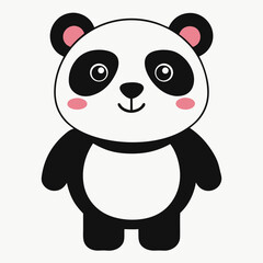 A cute, simple cartoon cute panda bear on a white background