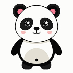 A cute, simple cartoon cute panda bear on a white background