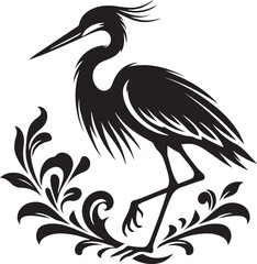 heron on a white background