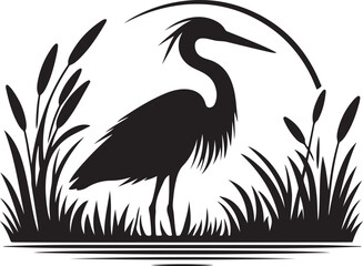 heron silhouette of the river