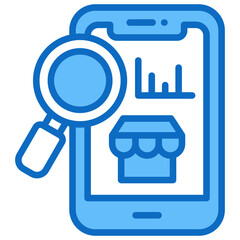 Market Research Icon Business Opportunity and Planning Management Blue Fill Design Vector Concept