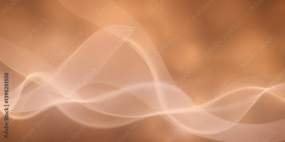 Poster a soft peach background with flowing white lines creating a gentle and ethereal abstract design elem