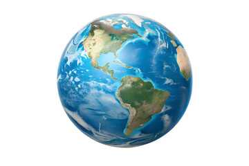 Fototapeta premium Earth Globe Style on White Background, World Map, Geographical Representation, Global Concept