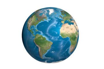 Fototapeta premium Earth Globe Style on White Background, World Map, Geographical Representation, Global Concept