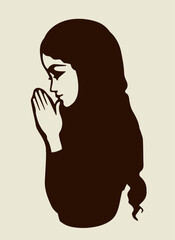 Vector image of the praying girl