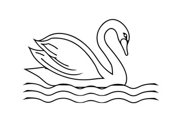 Elegant Swan On Water Simple Outline Vector Illustration Design Element