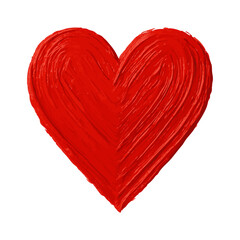 Hand painted heart with Heavy Red Brush Strokes. Heart shape icon.