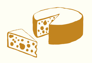 A slice of Dutch cheese. Vector drawing