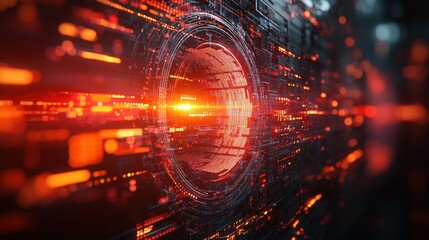 Obraz premium Abstract Digital Tunnel: A Journey into the Cyberspace
