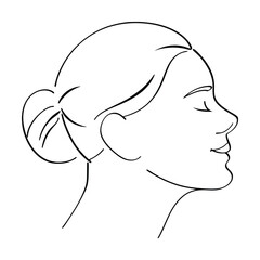 Elegant Woman Profile Portrait Minimalist Line Art Vector Illustration Graphic Design