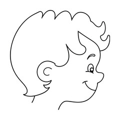 Cartoon Boy Outline Smiling Happy Character Vector Illustration Isolated On White