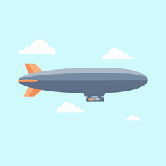 Naklejka premium Airship flying against a blue sky with clouds 