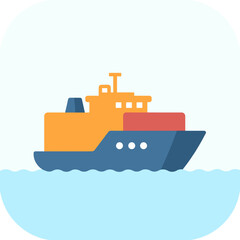 Cargo ship illustration sailing on calm waters  