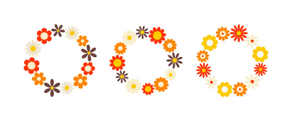 Set of autumn floral wreaths. Wreaths with flowers for wedding invitation, greeting cards, invitations, flyers, etc.