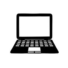 vector laptop line art, hand drawn illustration 