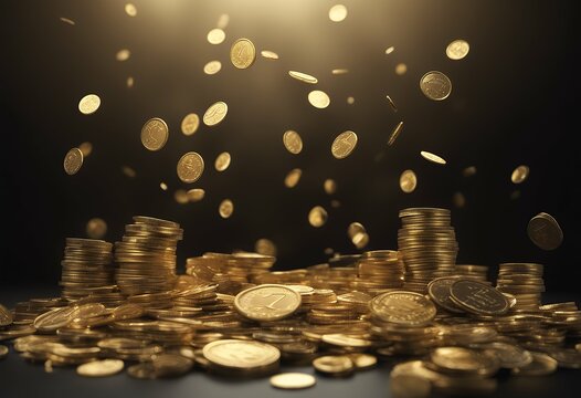 gold coins copy sky 3d space drop black background from rendering banking dropping bank commercial success rain three-dimensional business money coin growth shiny economy finance metal symbol savings