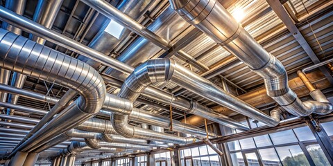 Intricate Network of Industrial Piping System in a Modern Building