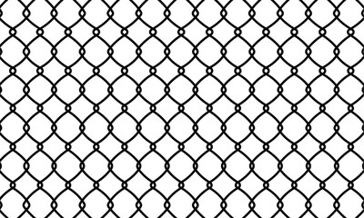 Fototapeta premium Seamless chain link fence on snow background.