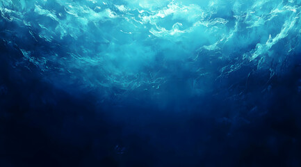 Abstract Blue Dark Water Background: A painting of deep blue water with abstract shapes and textures