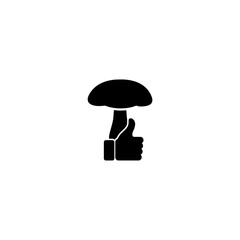Mushroom and thumb up icon isolated on white background