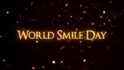 World Smile Day Gold Glitter Text Animation | Positive Vibe Title Opener