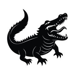 Alligator Silhouette with Open Mouth