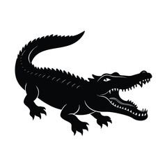Alligator Silhouette with Open Mouth
