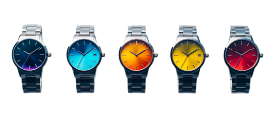 Pack of Wristwatch Set Against Transparent Background for Luxury Branding, Timepiece Promotion, or Fashion Design Projects