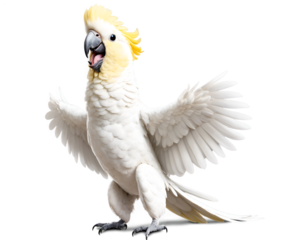 Delightful Illustration of a Cheerful Cockatoo with Crest Raised High Depicting Joyful Birdie and Playful Companion for Children's Books and Animal Lovers