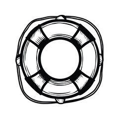 Naklejka premium Beach lifebuoy icon silhouette vector with white background