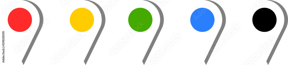 Poster location pointer pin or you are here marker hotspot symbol sign icon set with 3d shadow effect. vect
