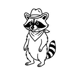 Cartoon Cowboy Raccoon Vector Illustration