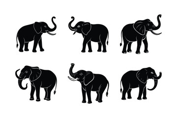 elephant trunk up vector art silhouette