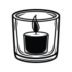 Candle in glass jar icon silhouette vector with white background