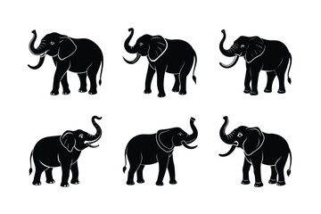 elephant trunk up vector art silhouette