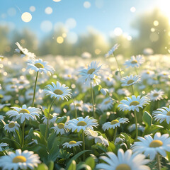 Close-Up of Daisies with Sunlight and Bokeh