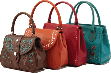  Four Stylish Handbags in Vibrant Colors and Floral Designs