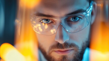 Innovation Engineer designing a new piece of technology with cutting edge tools in a modern lab.