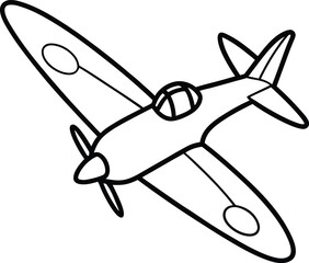 Hawker Hurricane Aircraft line art vector 