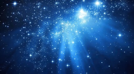 Obraz premium Starlit Night Sky with Blue Hues and Bright Stars Shining in a Cosmic Landscape of Light and Wonder