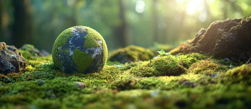 A green earth with a young plant on a green nature background is the design for World Environment Day, which falls on June