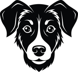 portrait of a black dog head silhouette vector on white background.