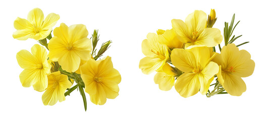 Yellow spring primroses flower isolated on white or transparent background PNG