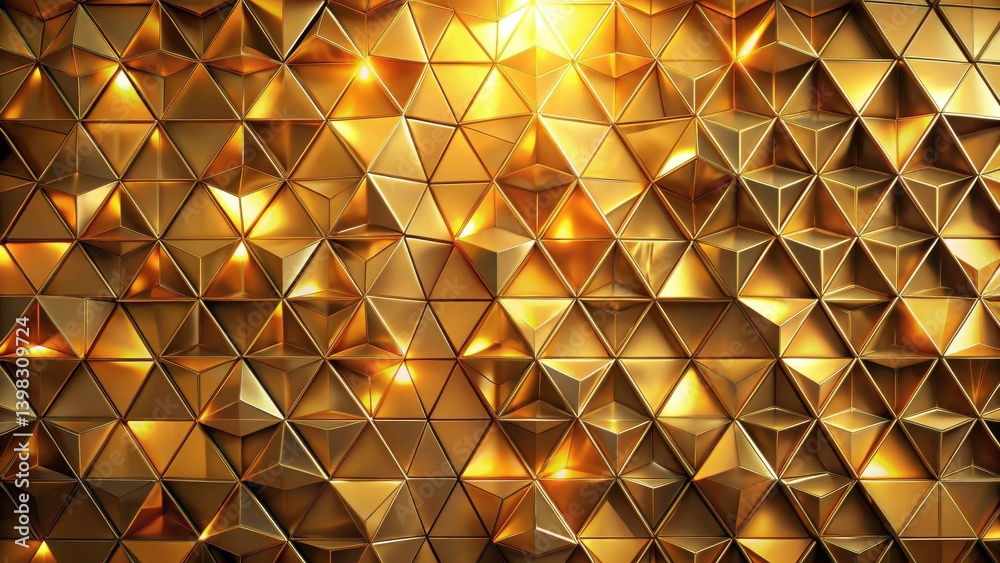 Aufkleber Golden Triangular Facet Wall A Luxurious Abstract Background Texture for Design Projects