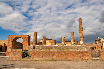 The famous antique site of Pompeii, Naples destroyed by the eruption of Volcano Mount Vesuvius....