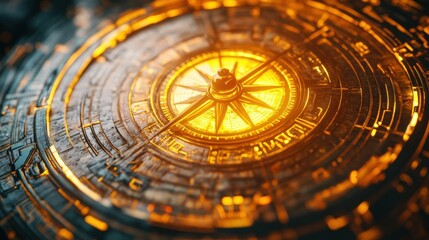 Obraz premium A traditional feng shui compass glowing with intricate designs and spiritual energy