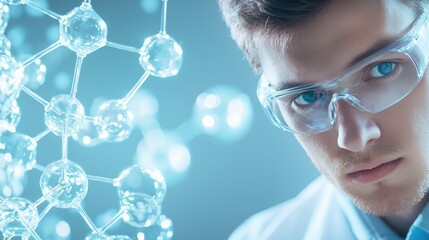 Molecular Researcher analyzing the molecular structure of a new drug for potential treatments.
