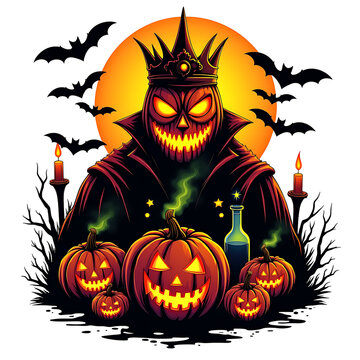 recommend clip art: Halloween Pumpkin King with Jack-o'-lanterns