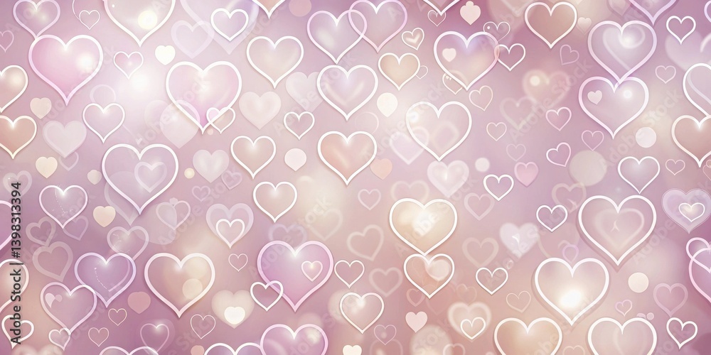 Aufkleber lovely pink hearts background with soft glowing lights and subtle variations in size and tone
